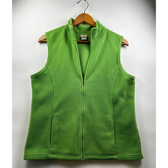 L.L. Bean Green Fleece Full-Zip Vest Women's Size Large | USA Fabric | Outdoor L - Picture 2 of 9